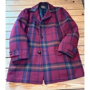 Vintage Pendleton Women’s Wool Long Plaid Heavy Weight Wool Coat size L Red Sf